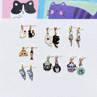 Cute Cat Alloy Enamel Women's Drop Earrings 1 Pair main image 1
