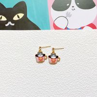 Cute Cat Metal Enamel Women's Drop Earrings 1 Pair sku image 2
