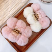 Cute Solid Color Rabbit Fur Hair Claws main image 1