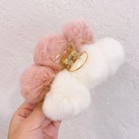 Cute Solid Color Rabbit Fur Hair Claws sku image 1