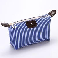 Women's Medium All Seasons Nylon Stripe Fashion Dumpling Shape Zipper Cosmetic Bag sku image 3