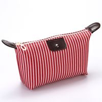 Women's Medium All Seasons Nylon Stripe Fashion Dumpling Shape Zipper Cosmetic Bag sku image 2