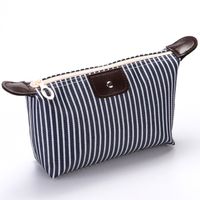 Women's Medium All Seasons Nylon Stripe Fashion Dumpling Shape Zipper Cosmetic Bag sku image 5