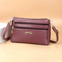 Women's Medium Summer Autumn Pu Leather Solid Color Bow Knot Vintage Style Square Zipper Shoulder Bag main image 2