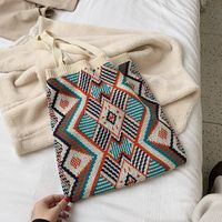 Women's Ethnic Style Color Block Knit Shopping Bags sku image 1