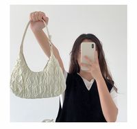 Women's Small Autumn Nylon Folds Fashion Square Zipper Underarm Bag sku image 2