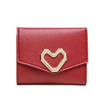 Women's Heart Shape Solid Color Pu Leather Magnetic Buckle Wallets sku image 3