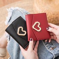 Women's Heart Shape Solid Color Pu Leather Magnetic Buckle Wallets main image 4