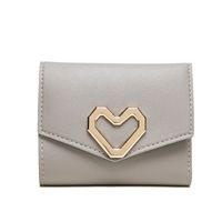 Women's Heart Shape Solid Color Pu Leather Magnetic Buckle Wallets sku image 1