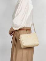 Women's Small Straw Stripe Plaid Fashion Square Zipper Crossbody Bag main image 5