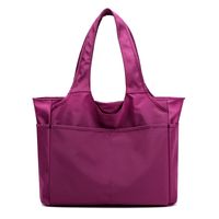 Women's Medium All Seasons Nylon Solid Color Basic Square Zipper Tote Bag sku image 2