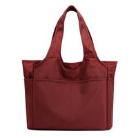 Women's Medium All Seasons Nylon Solid Color Basic Square Zipper Tote Bag sku image 1