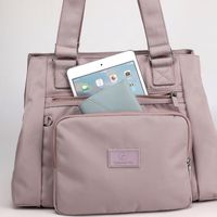 Women's Medium All Seasons Nylon Solid Color Basic Square Zipper Tote Bag main image 5