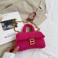 Women's Small All Seasons Plush Letter Fashion Square Flip Cover Handbag sku image 3