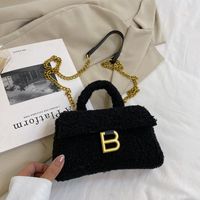 Women's Small All Seasons Plush Letter Fashion Square Flip Cover Handbag sku image 1