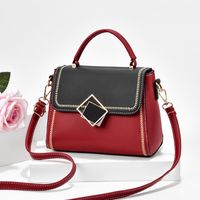 Women's Small Pu Leather Color Block Fashion Square Flip Cover Crossbody Bag sku image 4