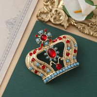 Retro Flower Alloy Inlay Artificial Gemstones Pearl Women's Brooches sku image 9