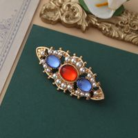 Retro Flower Alloy Inlay Artificial Gemstones Pearl Women's Brooches sku image 3