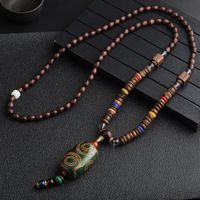 Ethnic Style Round Fish Alloy Wood Beaded Plating Unisex Pendant Necklace 1 Piece sku image 2