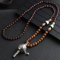 Ethnischer Stil Runden Fisch Legierung Holz Perlen Überzug Unisex Halskette Mit Anhänger 1 Stück sku image 3