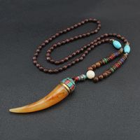 Ethnischer Stil Runden Fisch Legierung Holz Perlen Überzug Unisex Halskette Mit Anhänger 1 Stück sku image 10