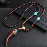 Ethnischer Stil Runden Fisch Legierung Holz Perlen Überzug Unisex Halskette Mit Anhänger 1 Stück sku image 6