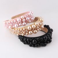 Baroque Style Solid Color Cloth Inlay Pearl Hair Band 1 Piece main image 1