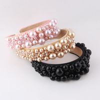 Baroque Style Solid Color Cloth Inlay Pearl Hair Band 1 Piece main image 6