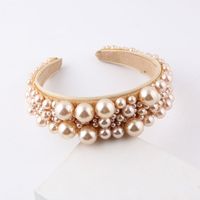 Baroque Style Solid Color Cloth Inlay Pearl Hair Band 1 Piece main image 4