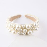 Baroque Style Solid Color Cloth Inlay Pearl Hair Band 1 Piece main image 2