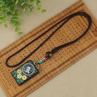 Ethnic Style Square Alloy Wood Unisex Pendant Necklace 1 Piece main image 5