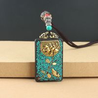 Ethnic Style Square Alloy Wood Unisex Pendant Necklace 1 Piece sku image 5