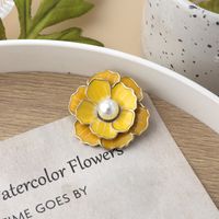 Retro Flower Alloy Enamel Inlay Artificial Gemstones Pearl Women's Brooches sku image 5