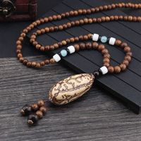 Ethnic Style Water Droplets Wood Beaded Unisex Pendant Necklace 1 Piece main image 5