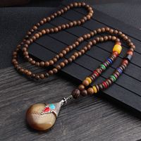 Ethnic Style Water Droplets Wood Beaded Unisex Pendant Necklace 1 Piece main image 3