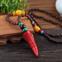 Ethnischer Stil Wassertropfen Holz Perlen Unisex Halskette Mit Anhänger 1 Stück sku image 2