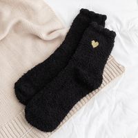 Women's Casual Heart Shape Coral Fleece Crew Socks sku image 3