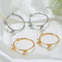Fashion Butterfly Copper Gold Plated Zircon Hoop Earrings 1 Pair main image 6