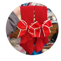 Christmas Cute Solid Color Bowknot Cotton Pants & Leggings sku image 1