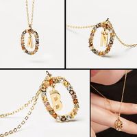 Fashion Letter Sterling Silver Plating Zircon Pendant Necklace main image 1