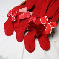 Christmas Cute Solid Color Bowknot Cotton Pants & Leggings main image 4