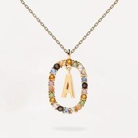 Fashion Letter Sterling Silver Plating Zircon Pendant Necklace sku image 1