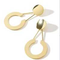 1 Pair Simple Style Circle Hollow Out Stainless Steel Drop Earrings main image 4