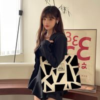 Women's Fashion Geometric Canvas Shopping Bags sku image 1