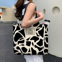 Women's Fashion Cow Pattern Canvas Shopping Bags sku image 1