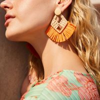 1 Pair Ethnic Style Tassel Braid Raffia Drop Earrings sku image 1