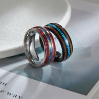 Retro U Shape Titanium Steel Inlay Shell Unisex Rings main image 6