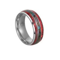 Retro U Shape Titanium Steel Inlay Shell Unisex Rings sku image 2