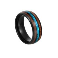 Retro U Shape Titanium Steel Inlay Shell Unisex Rings sku image 11