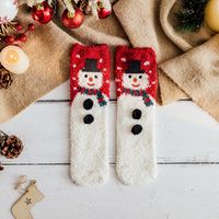 Women's Cute Christmas Tree Santa Claus Gingerbread Coral Fleece Crew Socks sku image 15